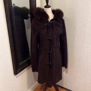 Andrew Marc New York Coat with Fox Fur Trim Hood